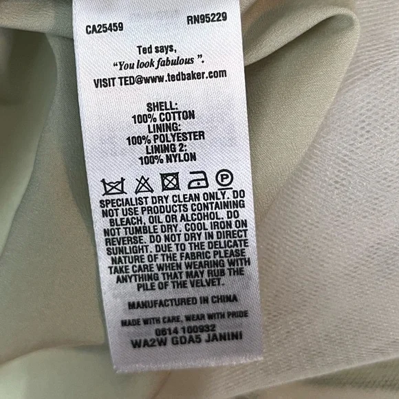 Ted Baker Langley Janini Retro Style Strapless Velvet A-Line Sage Green Dress - Picture 12 of 15